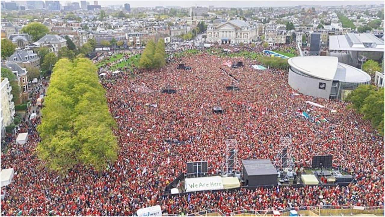 গাজা যুদ্ধের অবসানের দাবিতে নেদারল্যান্ডসে লাখ লাখ মানুষের বিক্ষোভ- খবরটির স্থিরচিত্র